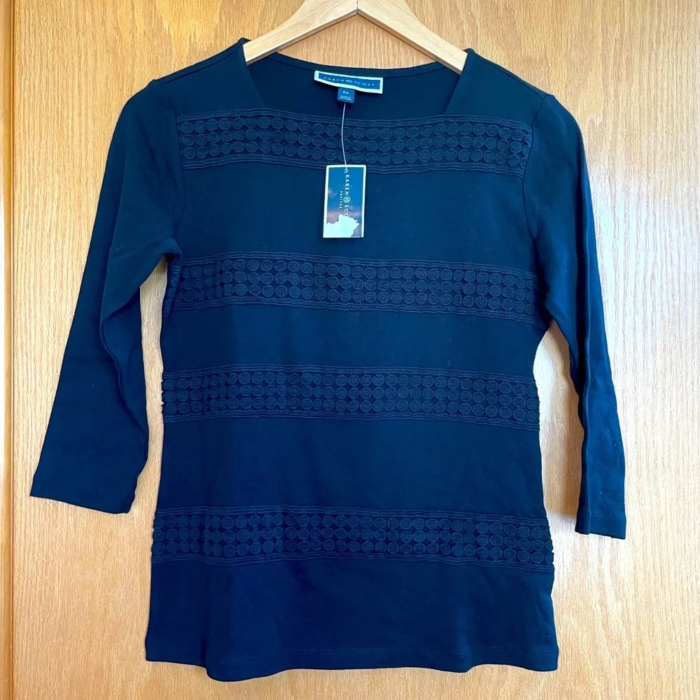 Karen Scott black shirt Petite Small - Picture 1 of 4